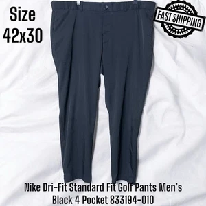 Nike Golf Pants Mens 42x30 Black 4 Pocket Dri-Fit 833194-010 FAST SHIPPING! - Picture 1 of 5