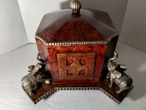 Mahagonifarbene Resin Figur Lg Safari Box 4 Seiten, Deckel, Sammlerstück, Vintage. - Bild 1 von 24