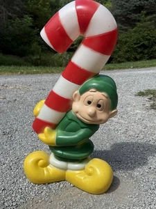 General Foam Empire Christmas Candy Cane Elf 32” Plastic Blow Mold Outdoor Decor - Picture 1 of 7