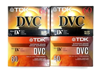 Cintas en blanco TDK DVC 60 Mini-DV DVM60ME - Lote de 4 - NUEVAS/SELLADAS Foto 1 de 4