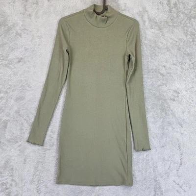 Abercrombie & Fitch Dress Womens XS Sage Green Ribbed Mock Neck Long Sleeve - Image 1 of 4