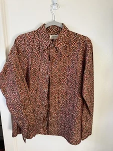 100% Silk Button Up Shirt Size Medium - Picture 1 of 5