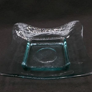 Vidrios Recycled Handmade Spain Art Glass Green Square Platter Dish - Picture 1 of 7