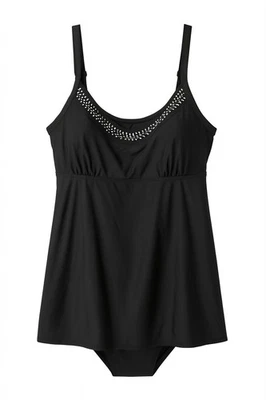 Traje de baño Catherines 26W talla grande negro traje de baño de una pieza escote estrás Foto 1 de 4