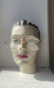 Big Vintage 70s 80s Rive Gauche YSL Aviator Eyeglass Frame Unused Red Stainless - Picture 1 of 7