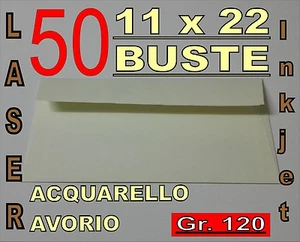 50 BUSTE 11x22 CREMA MILLERIGHE STAMPANTE LASER inkjet c/strip gr120 - Foto 1 di 1