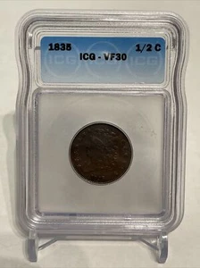 1835 half cent ICG - VF30 graded - Picture 1 of 4