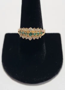 VERGOLDETER STERLINGSILBER RING MIT GRÜNEN UND KLAREN STEINEN GRÖSSE 9,75 - Bild 1 von 11