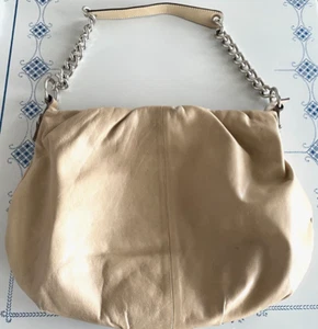 Cavalcanti Large Leather Hobo Shoulder Handbag Made in Italy Beige 17" L x 11" H - Picture 1 of 18