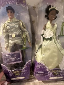 Lot Of 2 NRFB Disney Princess & The Frog Tiana & Naveen 11-1/2” Dolls W/Frogs🐸 - Picture 1 of 13