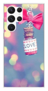 Coque en silicone imprimée compatible Samsung Galaxy S23 Ultra Love noeud rose - Photo 1 sur 3