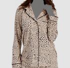 $64 Alfani Women's Beige Cheetah Print Buttoned Down Pajama Top Size M
