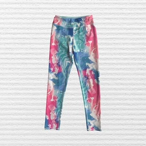 Tek Gear Girls Colorful Tie-Dye Activewear Pants Coral Pink Aqua Blue Sz L 10-12 - Picture 1 of 11