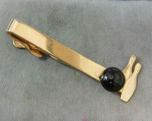 Vintage Swank Bowling Theme Pin Ball Gold tone Tie Bar Clasp Ck 62 - Picture 1 of 3