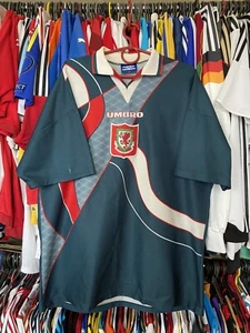 WALES 1995 1996 AWAY FOOTBALL SHIRT SOCCER JERSEY UMBRO sz XL MEN GREEN - Picture 1 of 24