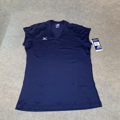 Mizuno Shirt M Top Dri Fit Sports Golf Activewear Running USA Blue V-neck NWT - Image 1 of 4