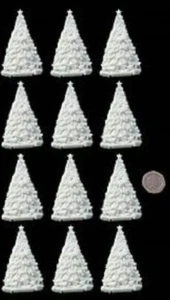 12 x Edible 3D Christmas Trees icing cake cupcake topper decoration - Picture 1 of 16
