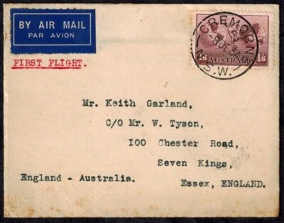 Australia 1934 First Flight Cover w/SYDNEY BACKSTAMP RARE - Image 1 of 3