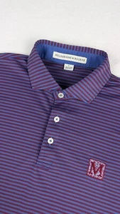 Holderness & Bourne Tailored Fit Mens Polos sz Large Blue Maroon Striped w/Logo - Picture 1 of 8