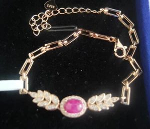 Sterling Silver Natural Ruby Bracelet New UK Seller 00180 - Picture 1 of 5