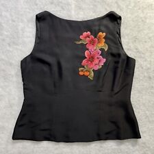 David Warren NY Women’s Black Embroidered/Beaded Floral Sleeveless Blouse Sz 14