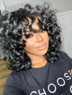 Peluca negra corta afro rizada ondulada peluca sintética segura contra el calor para mujeres negras Stock en EE. UU. Foto 1 de 4