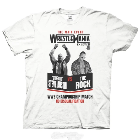 Stone Cold Steve Austin vs The Rock Wrestlemania 17 WWE Official White Shirt Cover