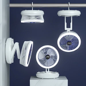 Mini Fan Led Night Light Desktop Portable Rechargeable Folding Ceiling Fan - Picture 1 of 8
