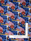 Military Fabric US Marines Flag Insignia Blue Cotton Fabric Sykel By The Yard