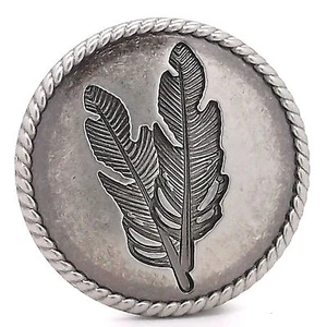 Feather Concho Antique Nickel with Rope Border Screwback 1-1/4" by Stecksstore - Picture 1 of 1