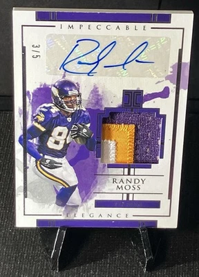 2020 IMPECCABLE RANDY MOSS ELEGANCE /5 AUTO 3 COLOR GW PATCH  - Image 1 of 4