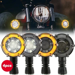 Motorcycle Bullet LED Turn Signal Lights Blinkers For Harley Chopper Cafe Racer - Picture 1 of 11