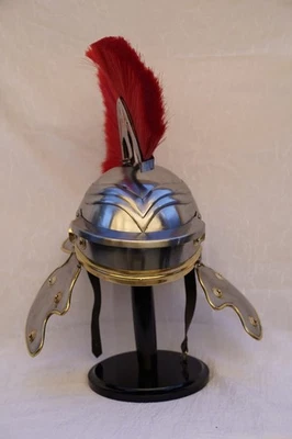 Casco Centurión Romano con Pluma Roja | Réplica de Armadura Medieval | Ste Artesanal Foto 1 de 4