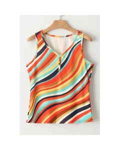 Azura Exchange Striped Button Tank Top Women Multicolour - Picture 1 of 37