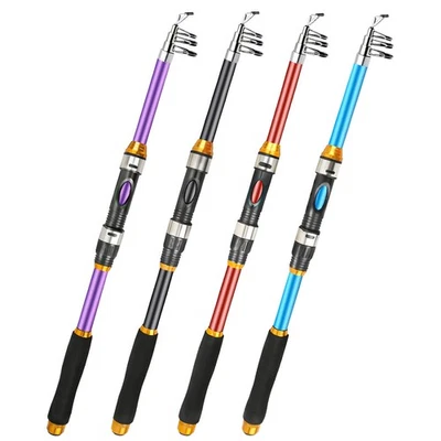 Caña de pescar telescópica de fibra de vidrio para mar caña giratoria portátil de agua salada Foto 1 de 4