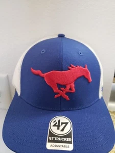 Southern Methodist SMU Mustangs Mütze Kappe Trucker Mesh Snapback Druckknopflasche 47 Marke - Bild 1 von 6