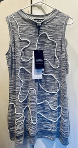 Akira Art to Wear melierter grauer langer ärmelloser Pullover mit Kettendetail, L, neu mit Etikett - Bild 1 von 17