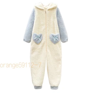 Girl's Coral Fleece Jumpsuit Pajamas Hoodie+pants Christmas Gift Warm And Thick - Picture 1 of 7