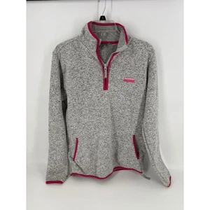Simply Southern Pullover Womens L Gray Pink Quarter Zip Fleece Sweater - Picture 1 of 9