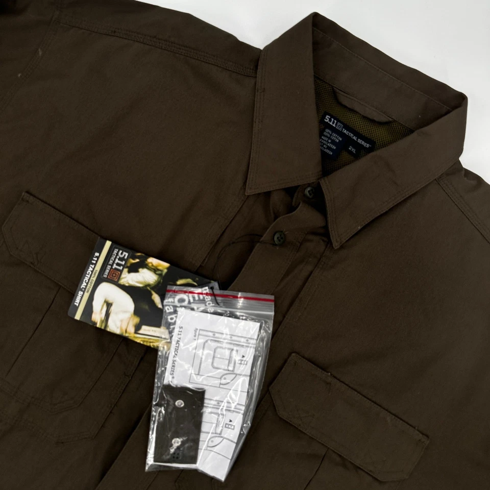NUEVO CON ETIQUETAS 511 Tactical Series Hombres Manga Larga Camisa Abotonada Marrón 2XL Algodón Foto 1 de 4