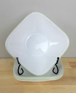 Corelle Square Soup Cereal Bowl Light Green Rim 6.5" Set of 4 - Picture 1 of 6