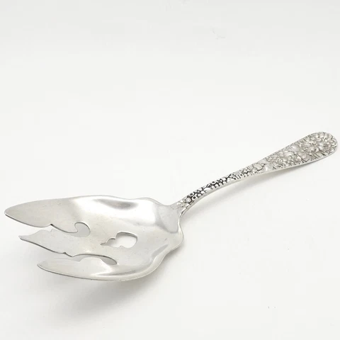 Antique Sterling Silver Kirk Stieff Rose Vegetable Salad Serving Fork Cover