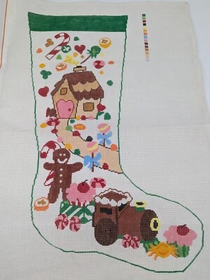 New Vintage Gingerbread Candy Christmas Stocking Handpainted Needlepoint Canvas - Image 1 of 4