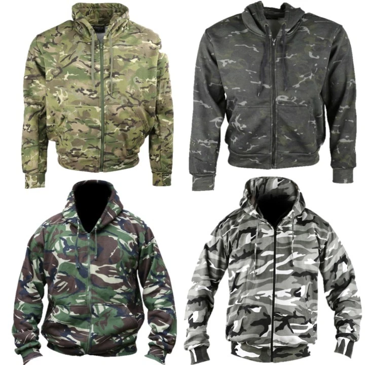 Mens Camouflage Zip Hoodie Jacket S-3XL Army Camo Hoody DPM Black BTP MTP Urban - Image 1 of 1