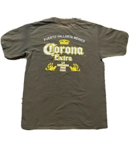 Camisa Corona Extra Desteñida Verde Oliva Puerto Vallarta México Hombres M Mediana De Colección - Imagen 1 de 12