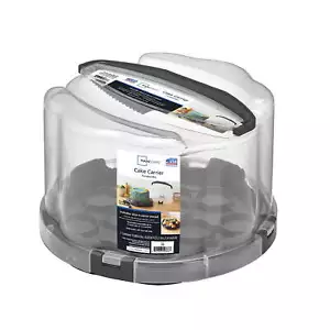 Round Plastic Cake and Cupcake Carrier, Clear with Gray Handle - Picture 1 of 6