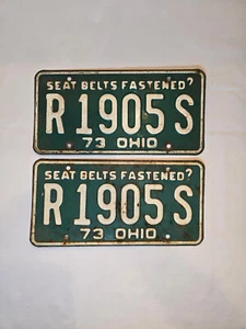 Vintage 1973 Ohio Nummernschild Paar passendes Set "R1905S" - Bild 1 von 2