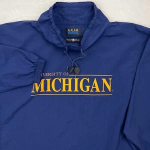 Vintage UNIVERSITY OF MICHIGAN Pullover Windbreaker Mens Large Nylon Funnel Neck - Picture 1 of 23
