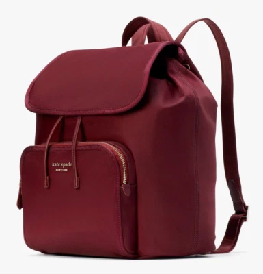 Mochila mediana Kate Spade Sam rojo oscuro Merlot de nailon K4467 nueva con etiquetas $248 al por menor Foto 1 de 4