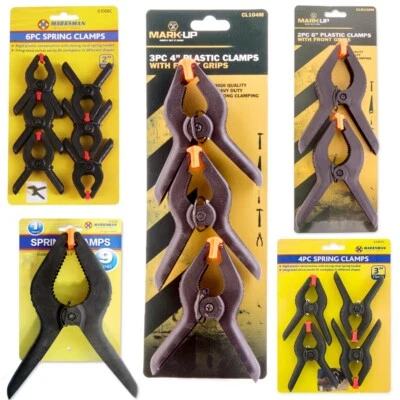 STRONG PLASTIC SPRING CLAMPS Woodwork Tarp Set Hold Grips CHOOSE SIZE & AMOUNT